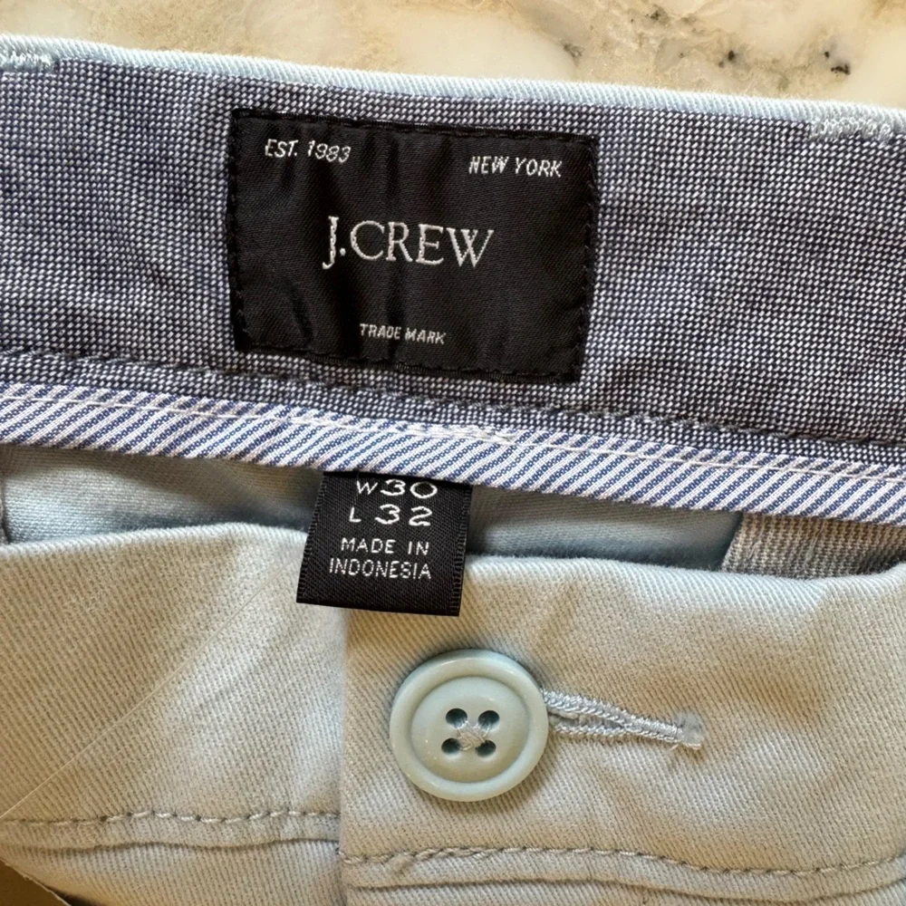 NWT J crew 484 Slim-fit stretch chino pant Robin’s Egg Blue 30 x 32